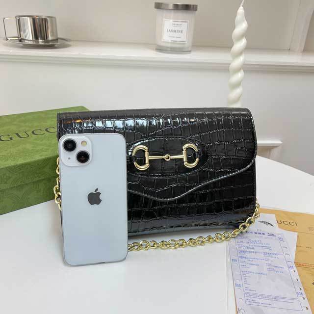 Stone Pattern Leather Messenger Bag