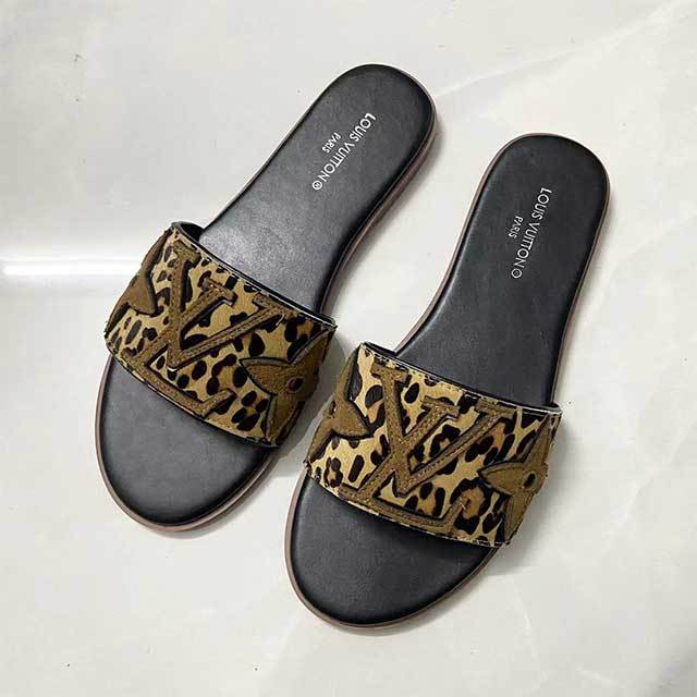 Leopard Printed Casual Style Flat Slippers