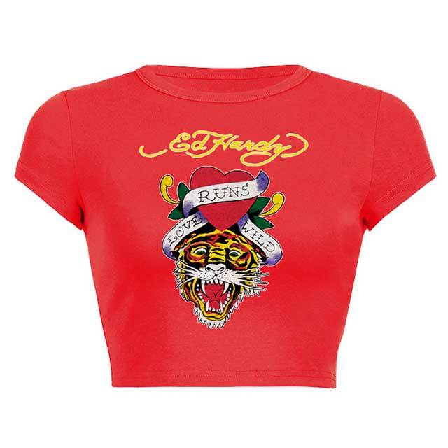 Tiger Pattern Printed Cropped Tees