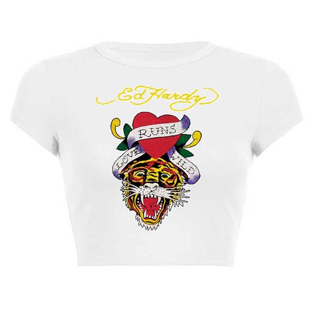Tiger Pattern Printed Cropped Tees