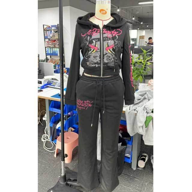 Printed Jacket Top Casual Jogging Pants Suit