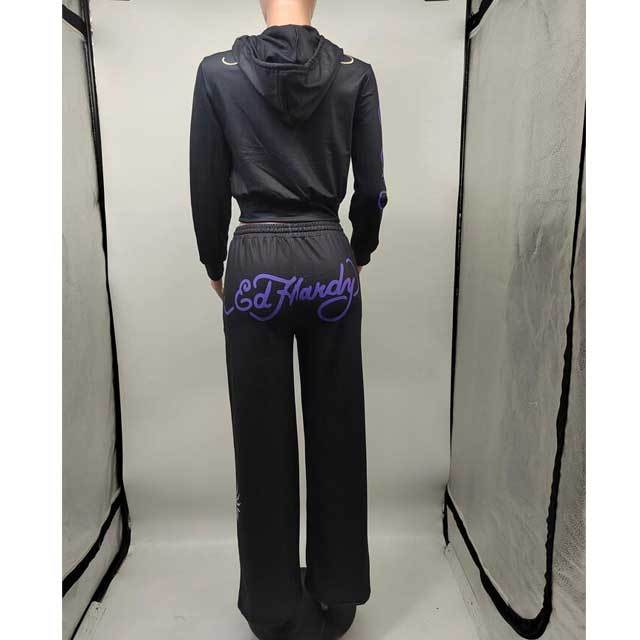 Printed Zipper Jacket Top Casual Jogging Suit