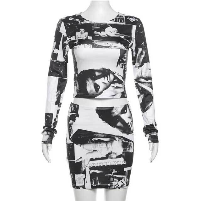 Printed Bodycon Skirt Set