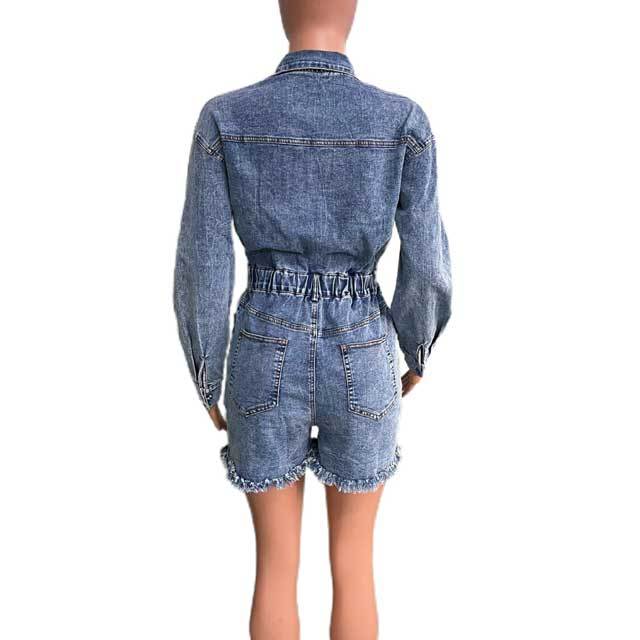 Denim Ripped Romper