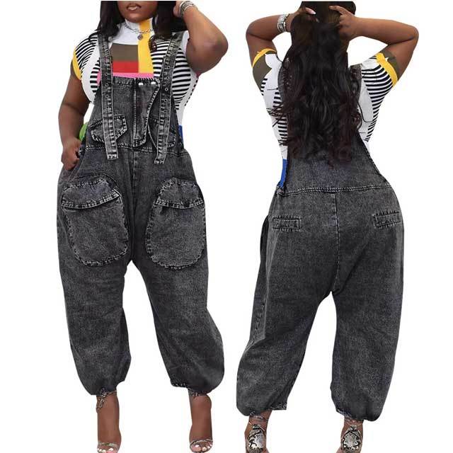 Denim Cargo Jumpsuit Overalls
