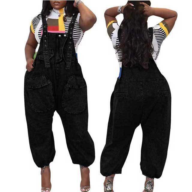 Denim Cargo Jumpsuit Overalls