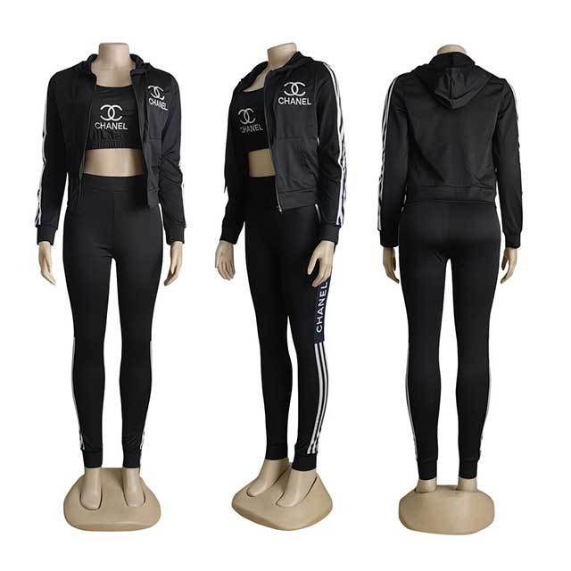 Sportwear Fashion Hooded Top 3 Pieces Pant Set