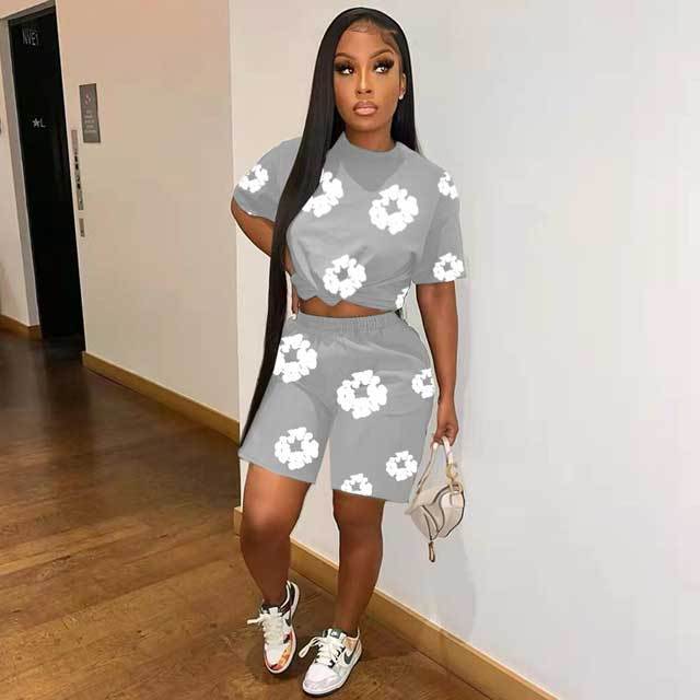 Printed Casual Two Piece Short Set