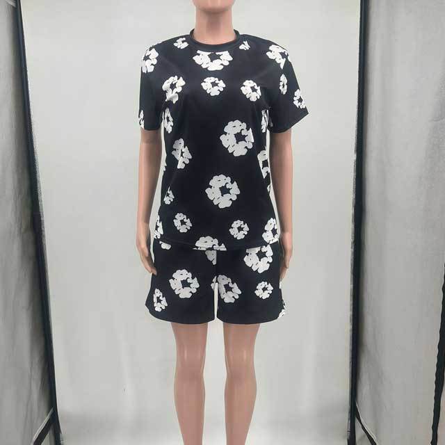 Printed Casual Two Piece Short Set