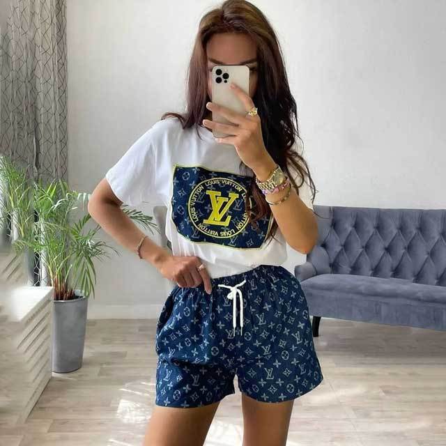 Printed Casual Women Two Piece Short Set