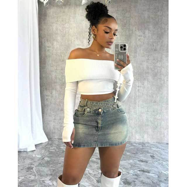 Denim Elastic Bodycon Skirt