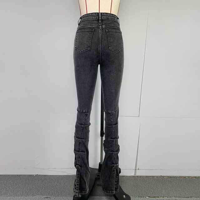 High Waist Slit Stacked Jeans