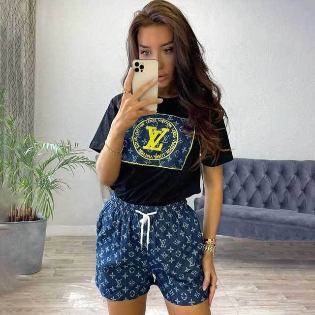 Printed Casual Women Two Piece Short Set