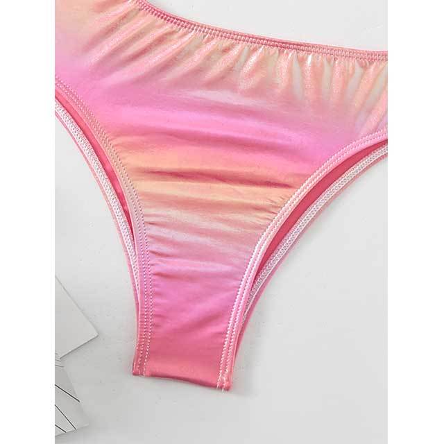 Pink Cut Out One Piece Bandage Swimwear