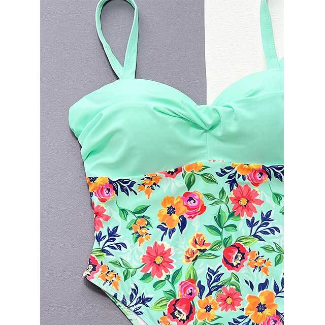 Floral Printed One Piece Beachwear Swimsuit