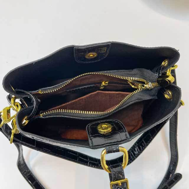 Snakeskin Leather Crossbody Bucket Bag