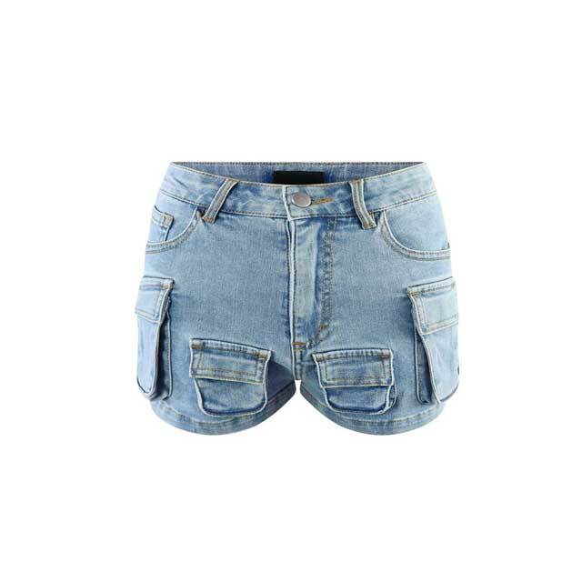 Multi Pockets Denim Cargo Shorts