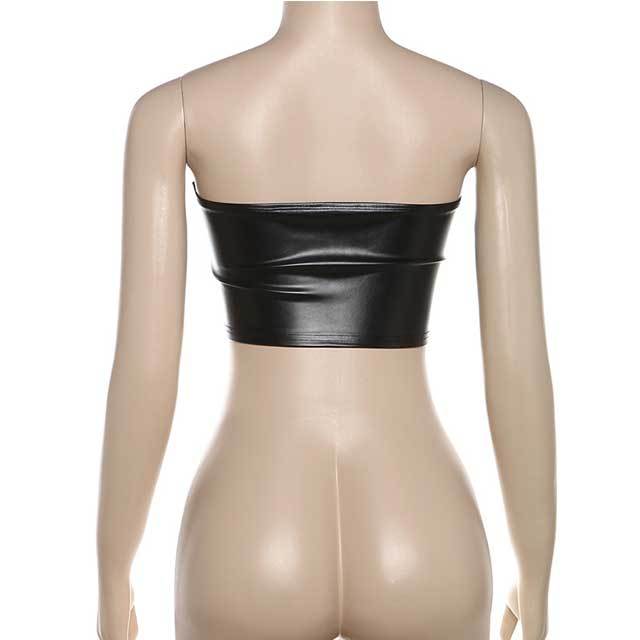 Leather Zipper Bustier Top