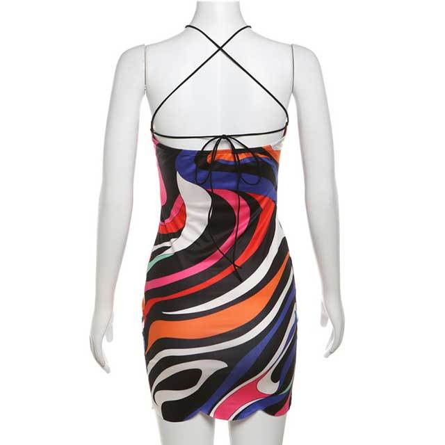 Printed Strappy Bodycon Dress