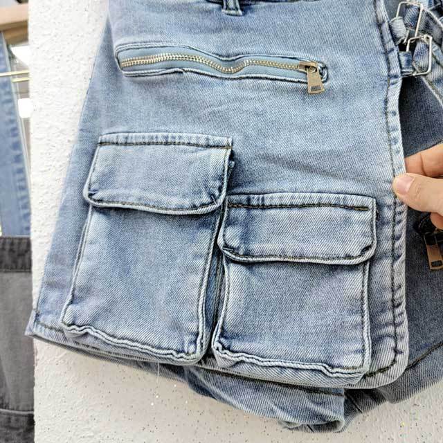 Multi Pockets Denim Cargo Shorts