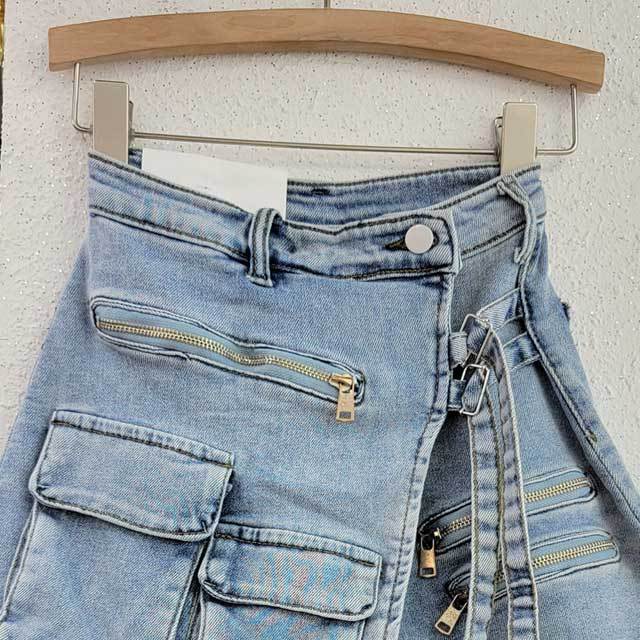 Multi Pockets Denim Cargo Shorts