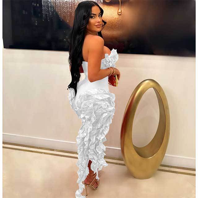 Strapless Ruffled High Legs Dress