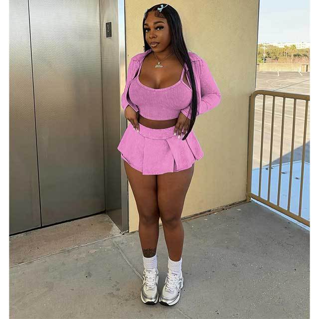 Printed Fashion Cami Top 3 Pieces Mini Skirt Set