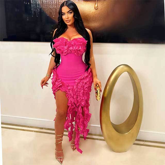 Strapless Ruffled High Legs Dress