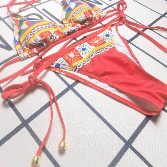 Printed Strappy Bikini Set