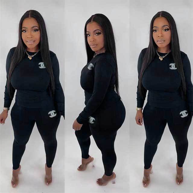 Rhinestones Casual Jogging Suit