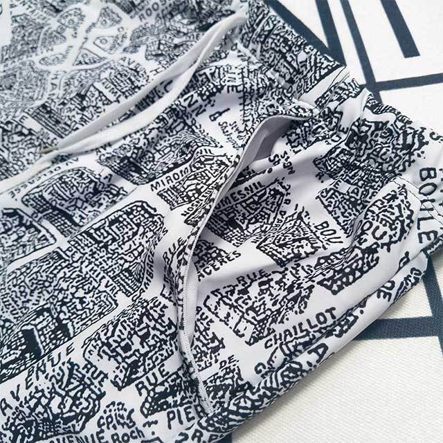 Adjustable Waist Printed Beachwear Shorts