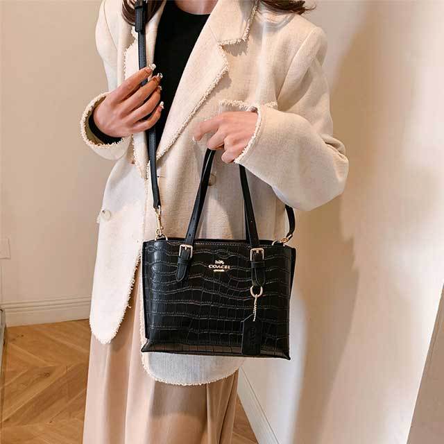 Stone Pattern Leather Crossbody Handbag