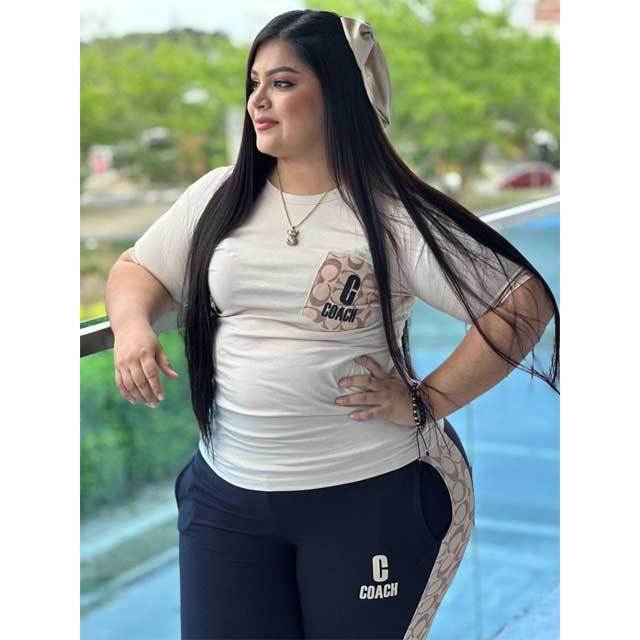 Plus Size Printed Casual Pants Suit