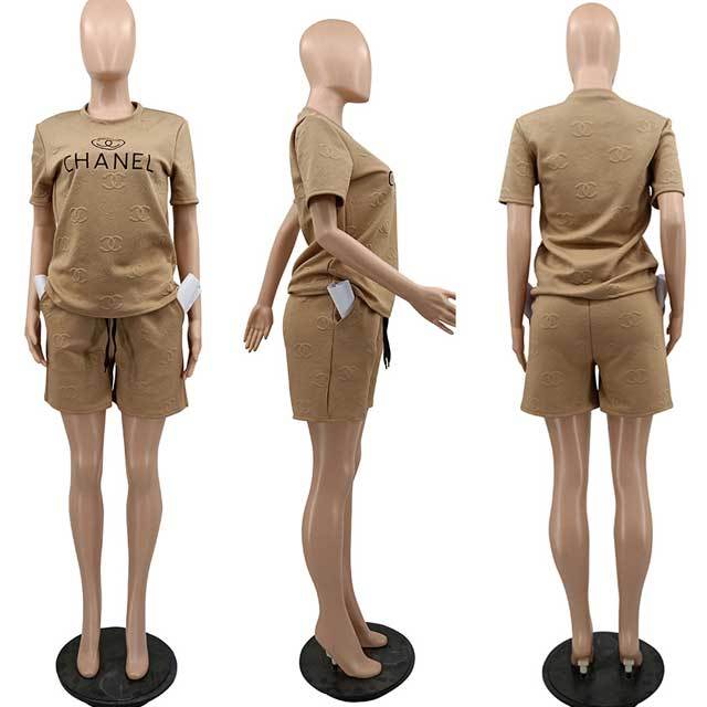Fashion Embossing Casual Short Set
