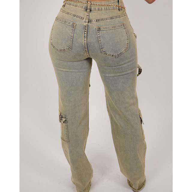 Multi Pockets Distressed Retro Cargo Jeans