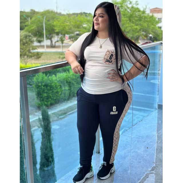 Plus Size Printed Casual Pants Suit