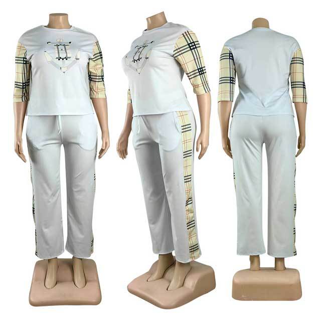 Plus Size Plaid Print Casual Jogging Suit