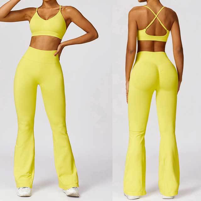 Tight-fitting Seamless Yoga Pant Suit 3 Pieces
