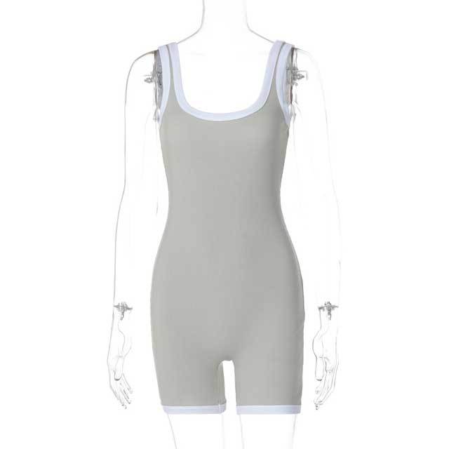 Ribbed Sleeveless Fitness Romper