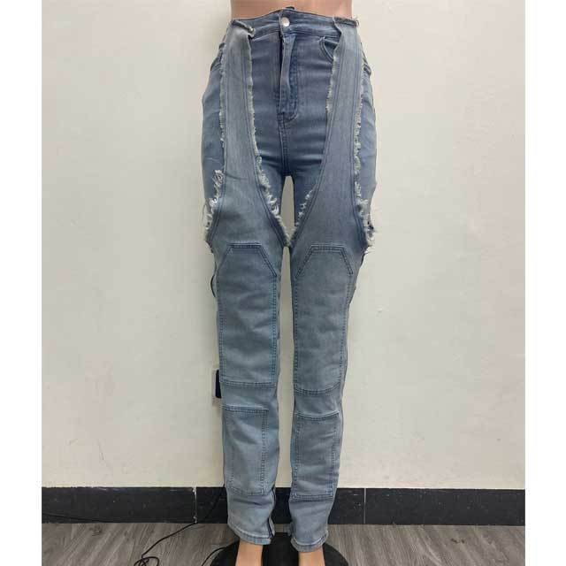 Chic Design Zipper Cargo Jeans