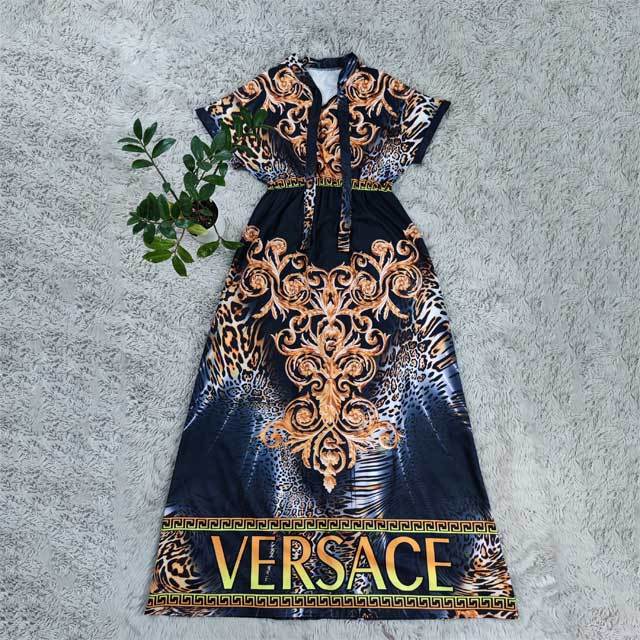 Short Sleeve Printed Swing Maxi Dress