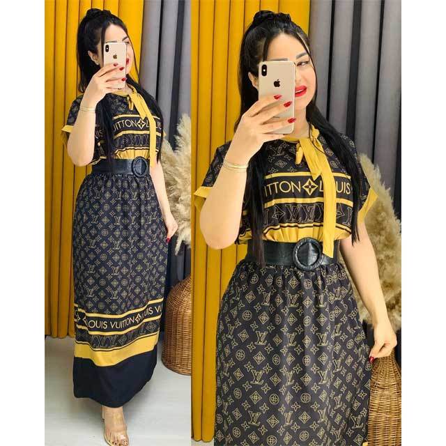 Short Sleeve Printed Swing Maxi Dress