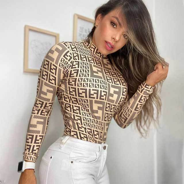 Printed Long Sleeve One Piece