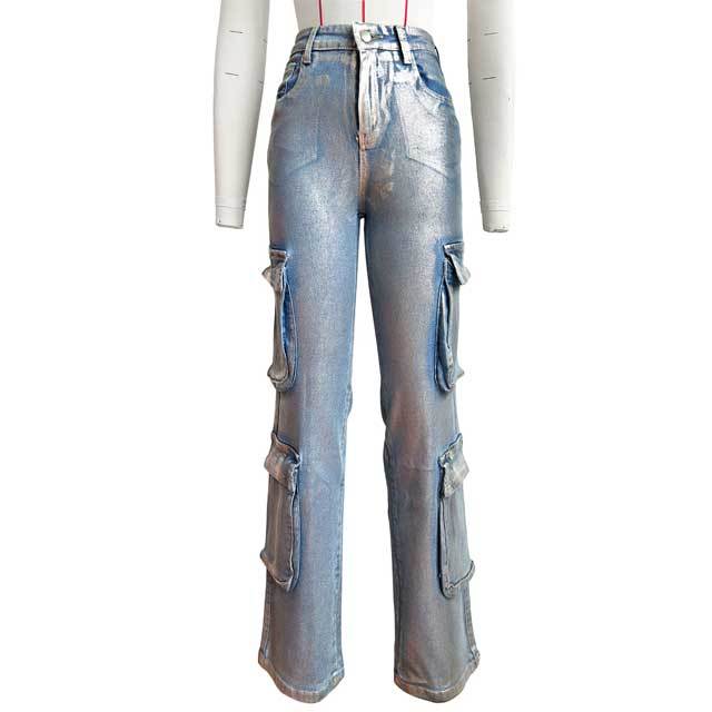 Bronzing Denim Cargo Jeans