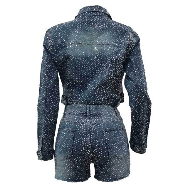 Rhinestones Denim Jacket Set