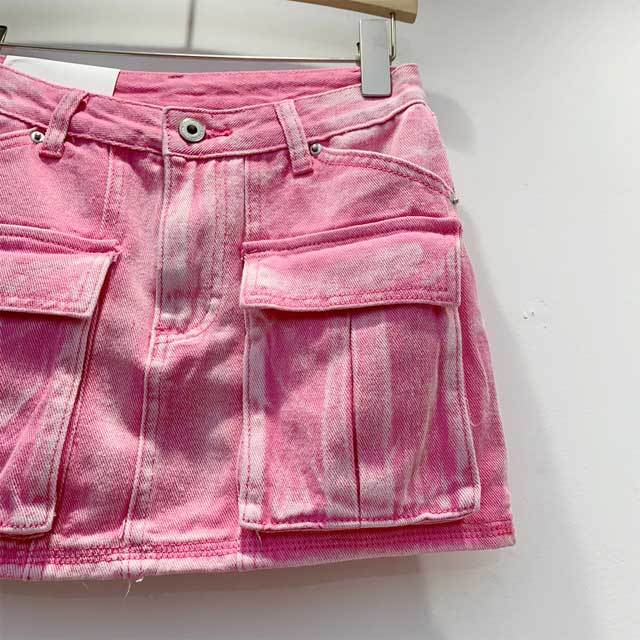 High Waist Denim Cargo Skirt
