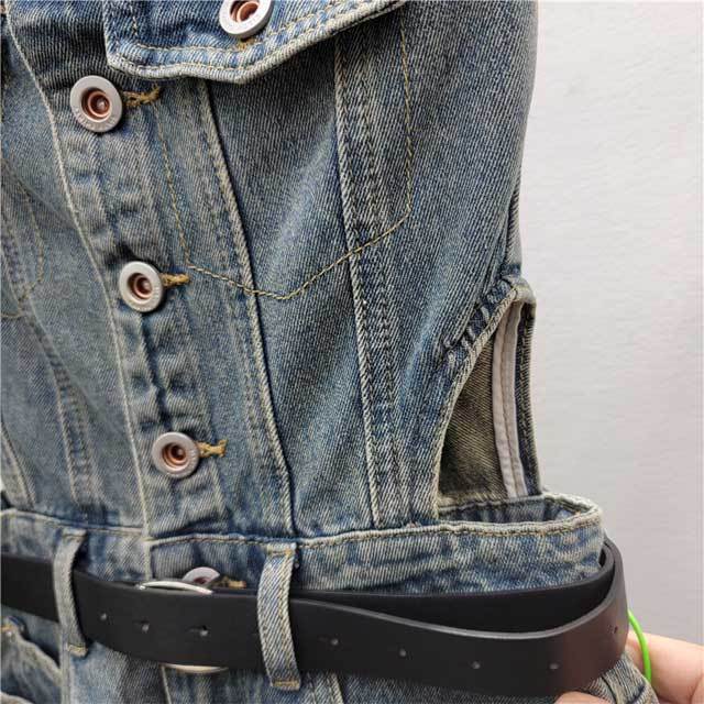 Denim Button Strapless Cargo Romper