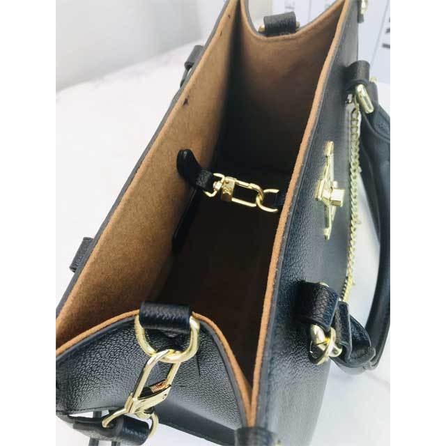 Metal Logo Leather Crossbody Handbag