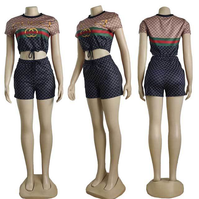 Printed Casual Sport Short Set