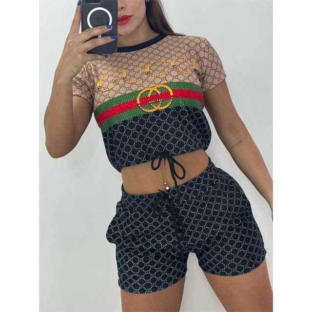 Printed Casual Sport Short Set